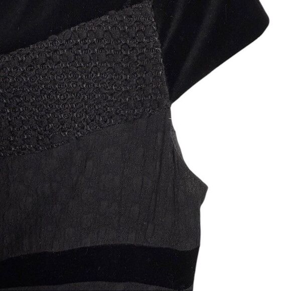 Piazza Sempione Textured Black Dress Velvet and Tweeded Back Zip Size 6 (IT 42) - Picture 3 of 16